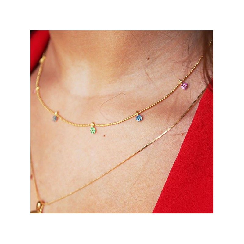Collar con circonitas de colores en oro