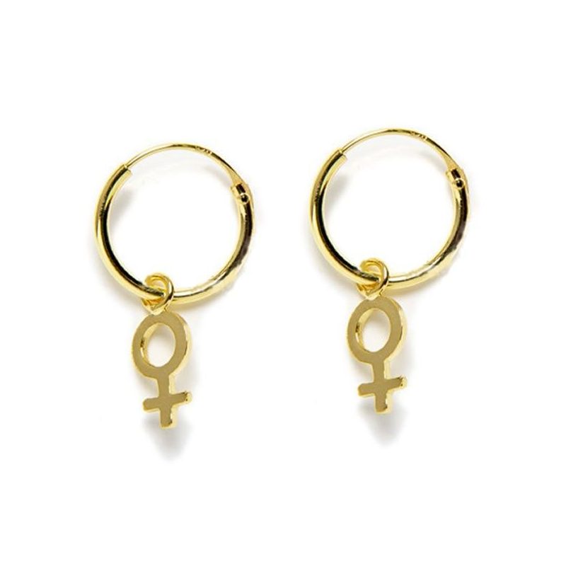 Pendientes Aro Simbolo Mujer Oro