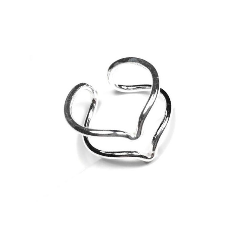 Close-up of Silver Double Peak Adjustable Ring