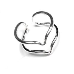 Close-up of Silver Double Peak Adjustable Ring